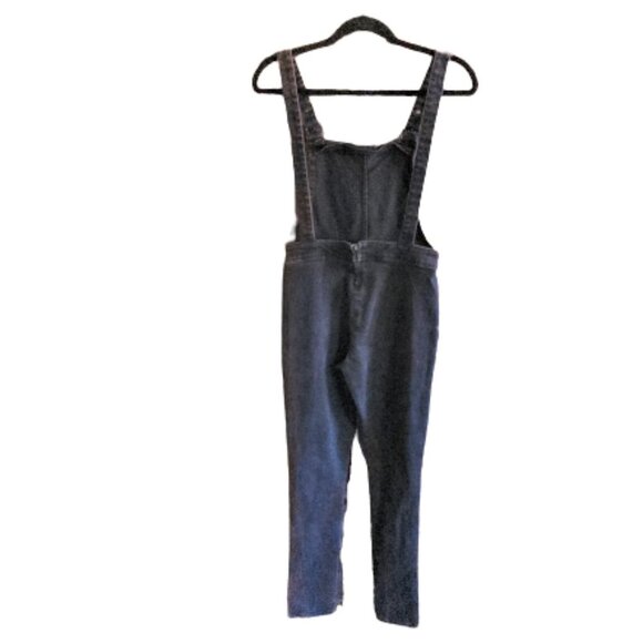 American Retro Stretch Capri Black Denim Jumpsuit Utility suit Overalls S - Picture 8 of 15